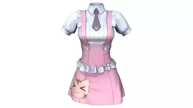 Pink Corset Dress With Straps Over White Blouse