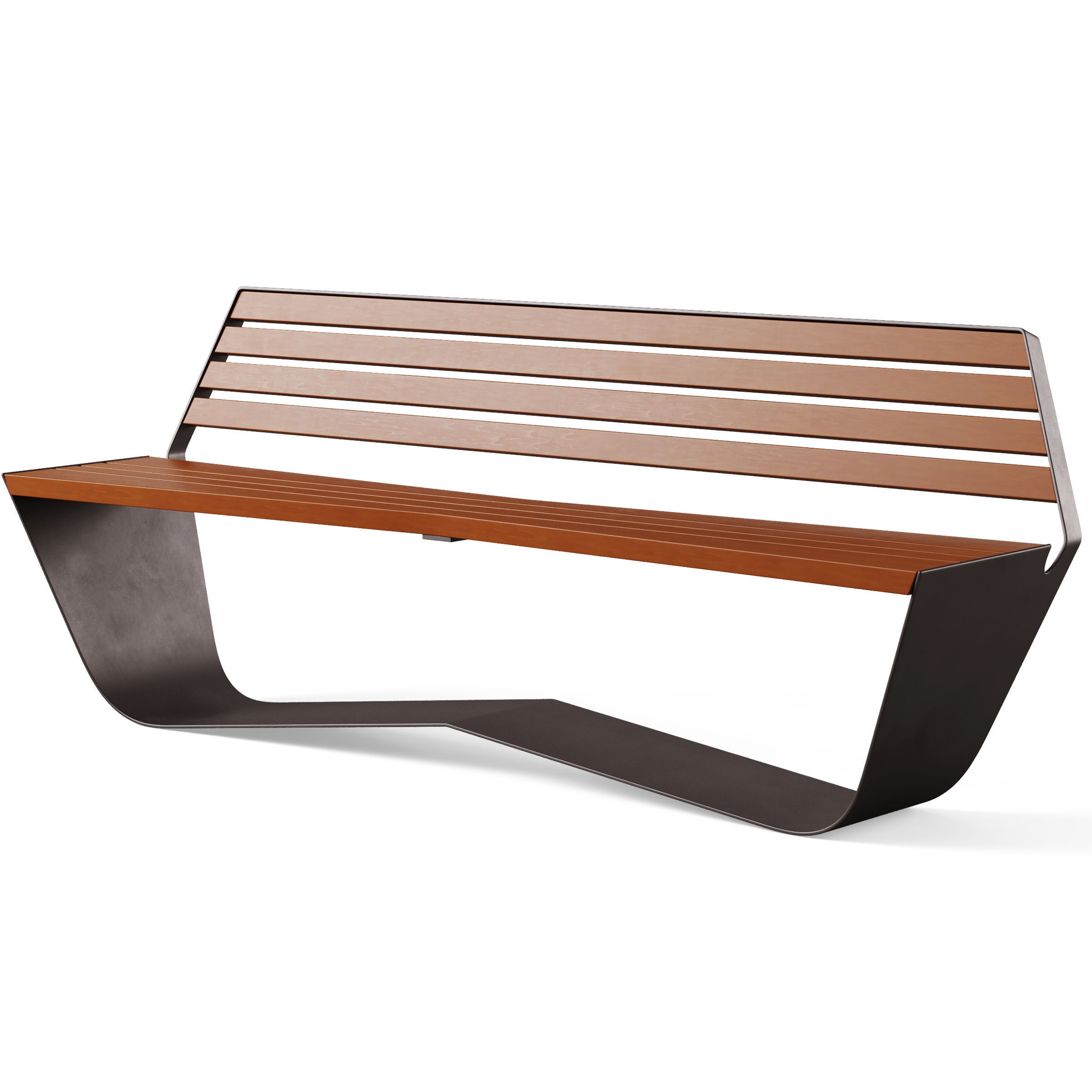 Park benches KARMA with litter bin by Concept urbain 3D model_1