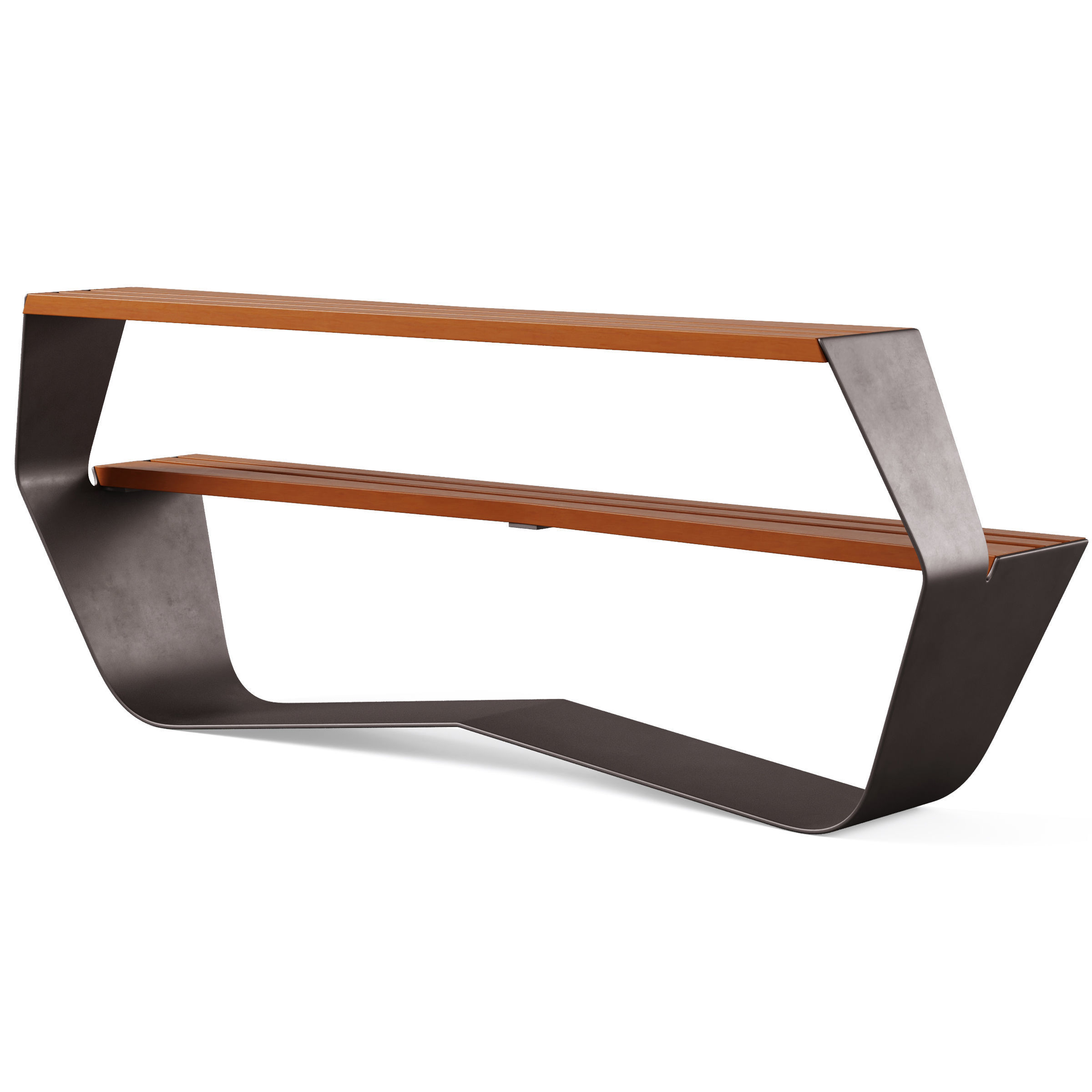 Park benches KARMA with litter bin by Concept urbain 3D model_4