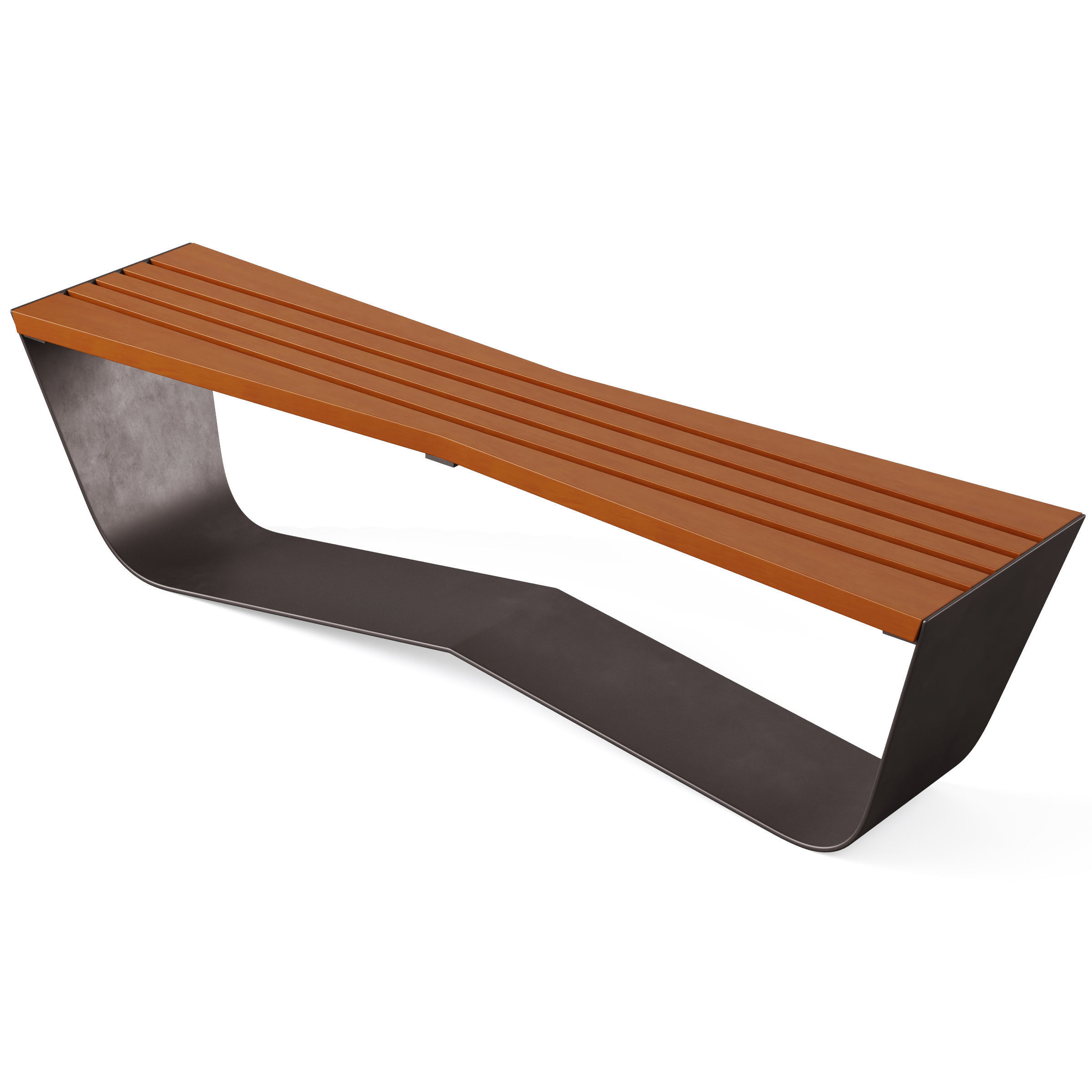 Park benches KARMA with litter bin by Concept urbain 3D model_6