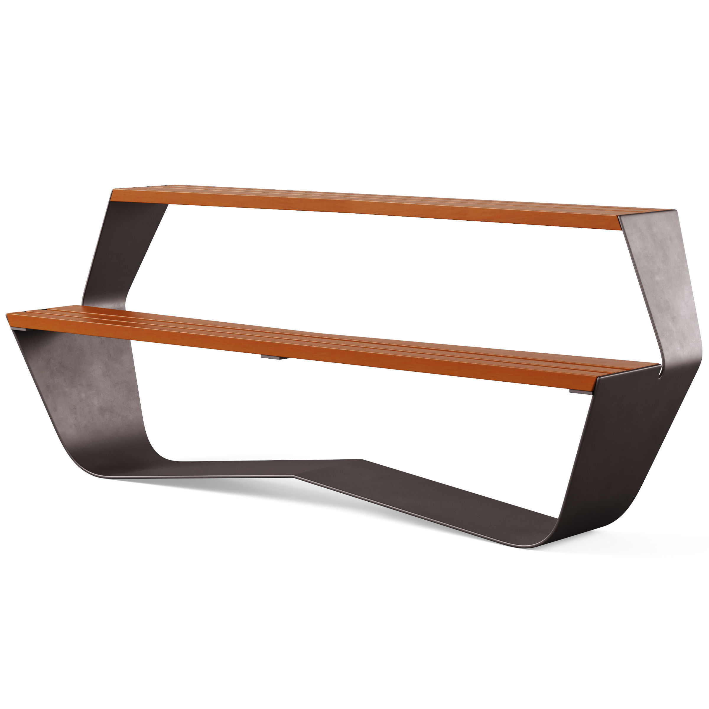 Park benches KARMA with litter bin by Concept urbain 3D model_3