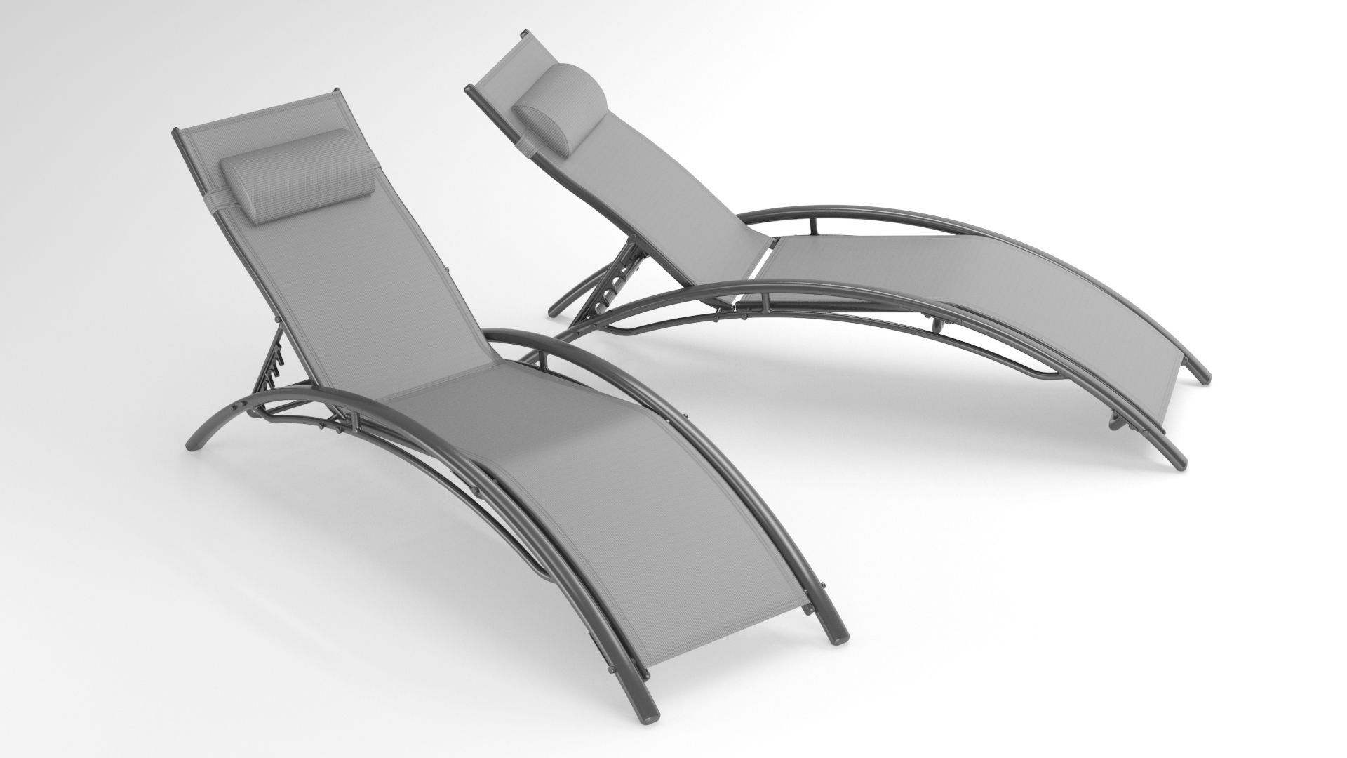  2-Piece Aluminum Chaise Lounge Outdoor Lounge Chair 3D model_3