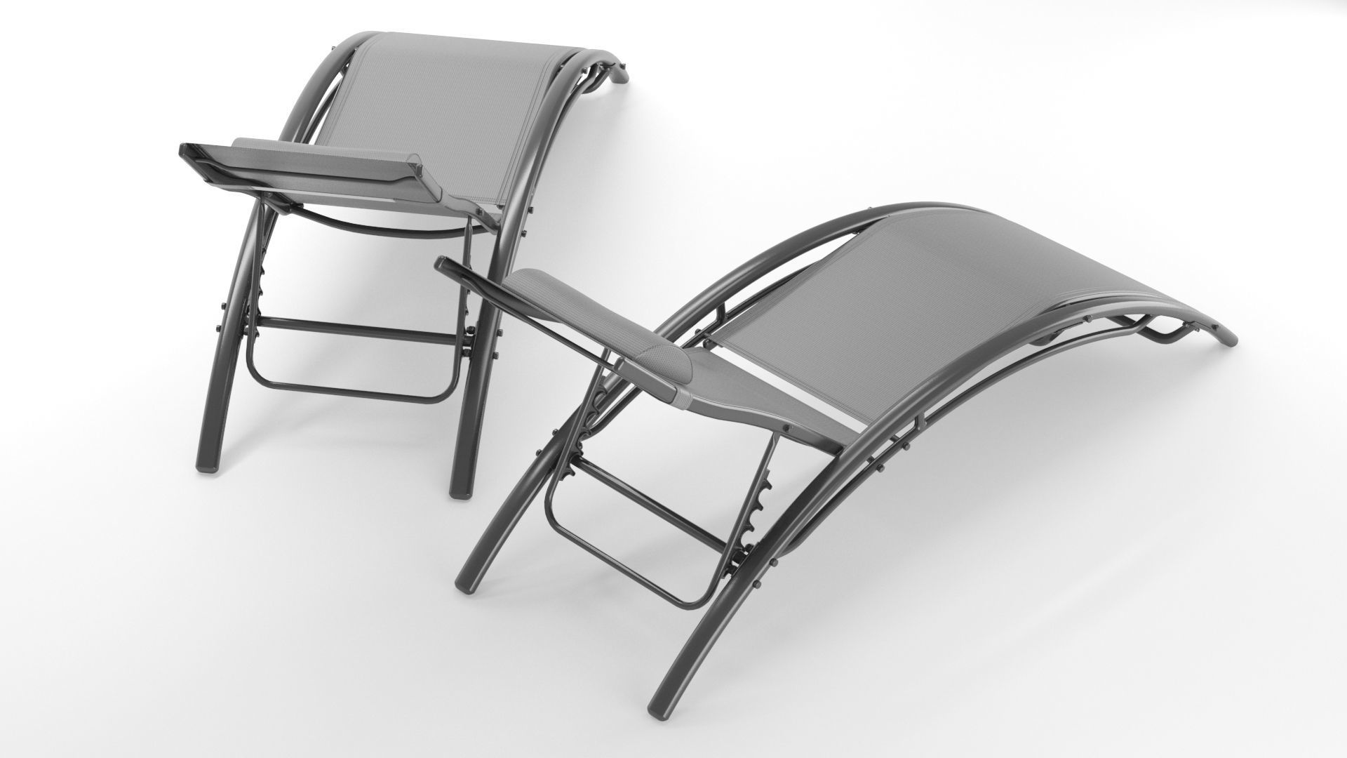  2-Piece Aluminum Chaise Lounge Outdoor Lounge Chair 3D model_4