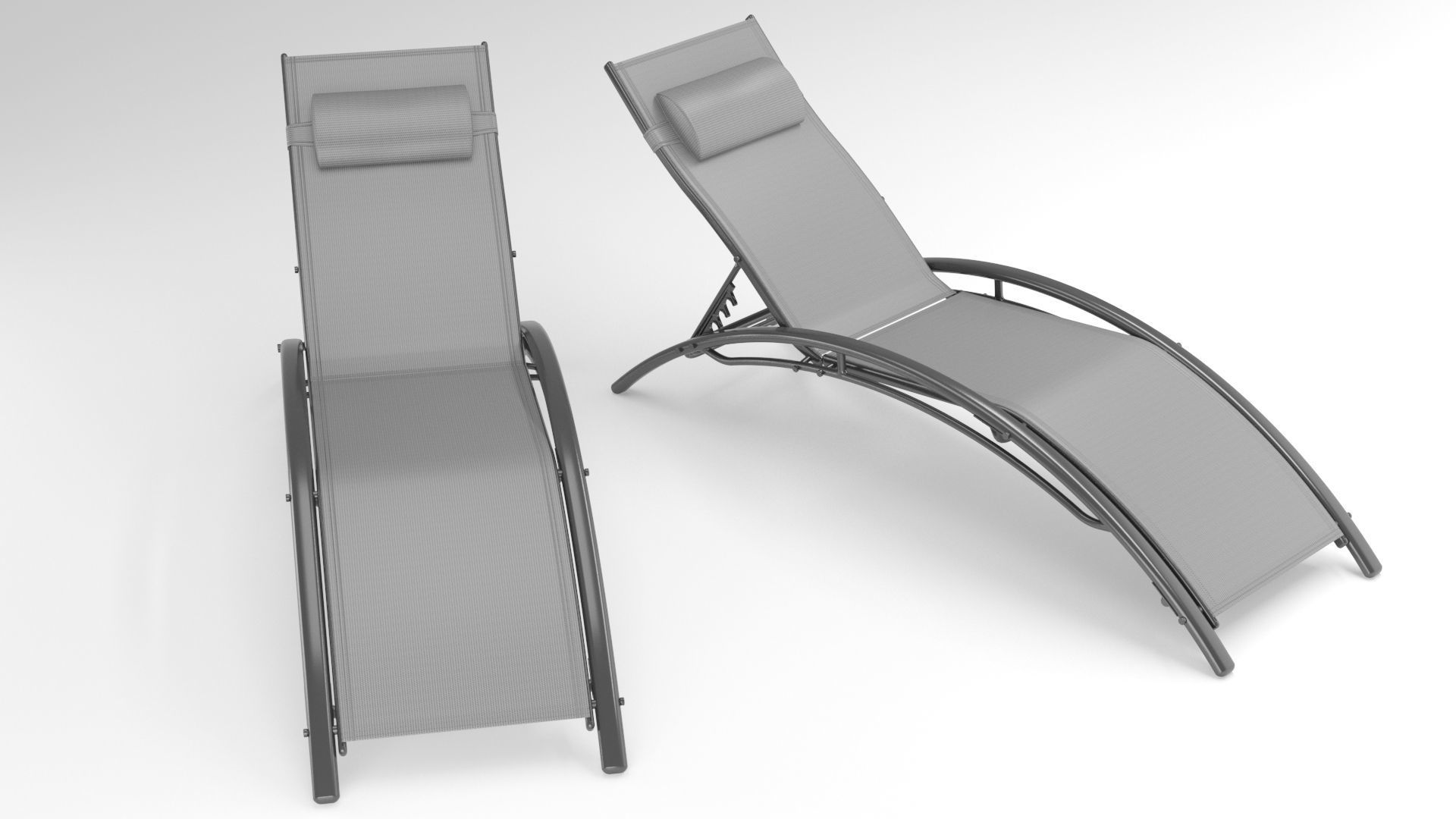  2-Piece Aluminum Chaise Lounge Outdoor Lounge Chair 3D model_2