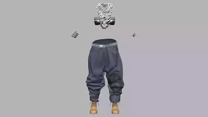 Full Female Rapper Outfit Low-poly 3D model Full Female Rapper Outfit Low-poly 3D model