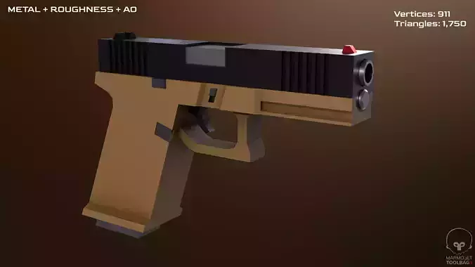 Stylized Glock 19 and Textures Free low-poly 3D model