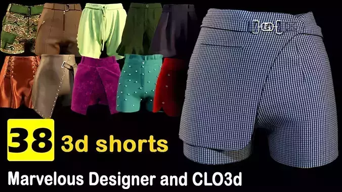 shorts three different 3D model