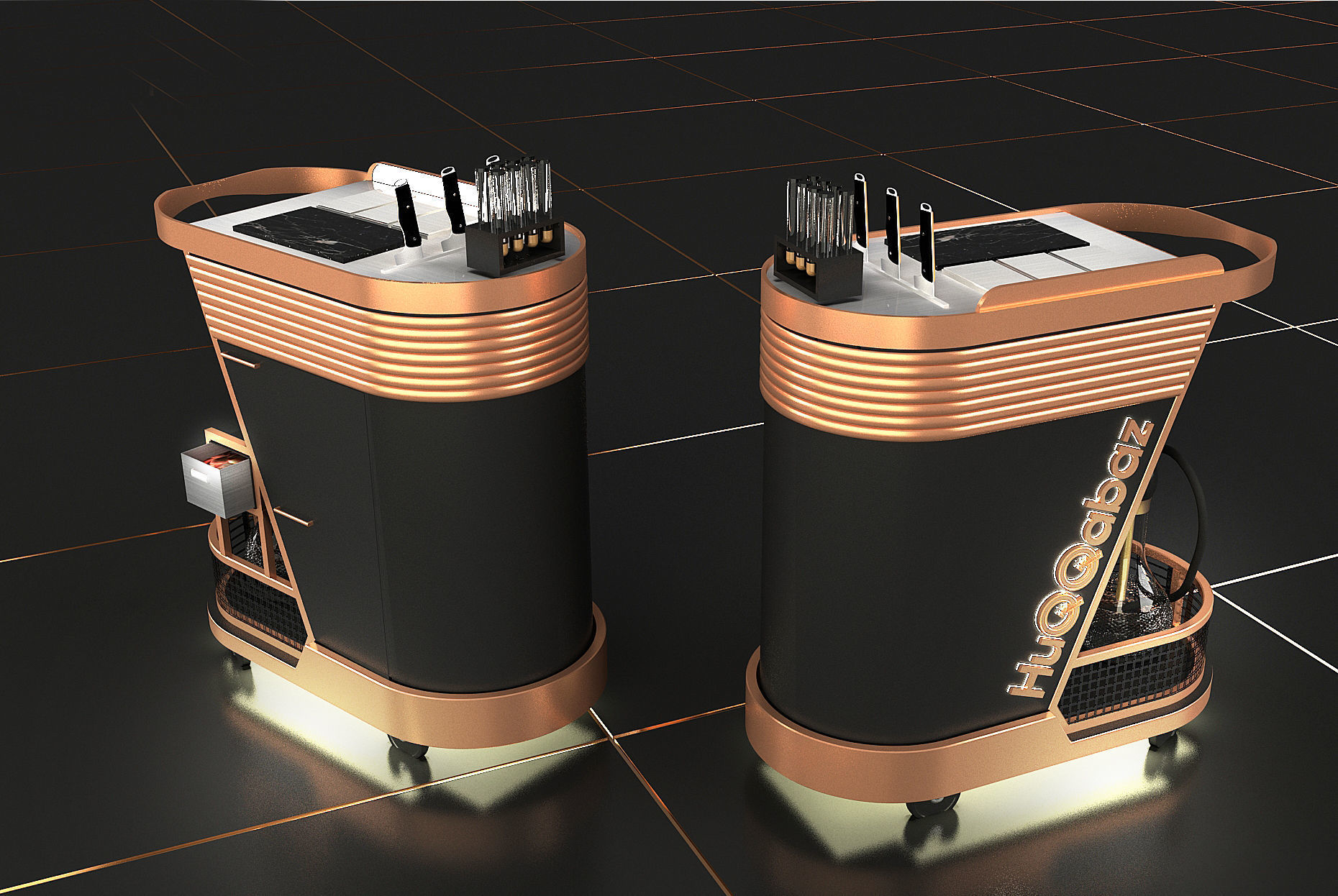 hookah car 3d model Service Car Service dinner Trolley New 3D model_1