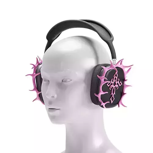 Headphone Cross Thorns - Black Pink - Streetwear Low-poly 3D model