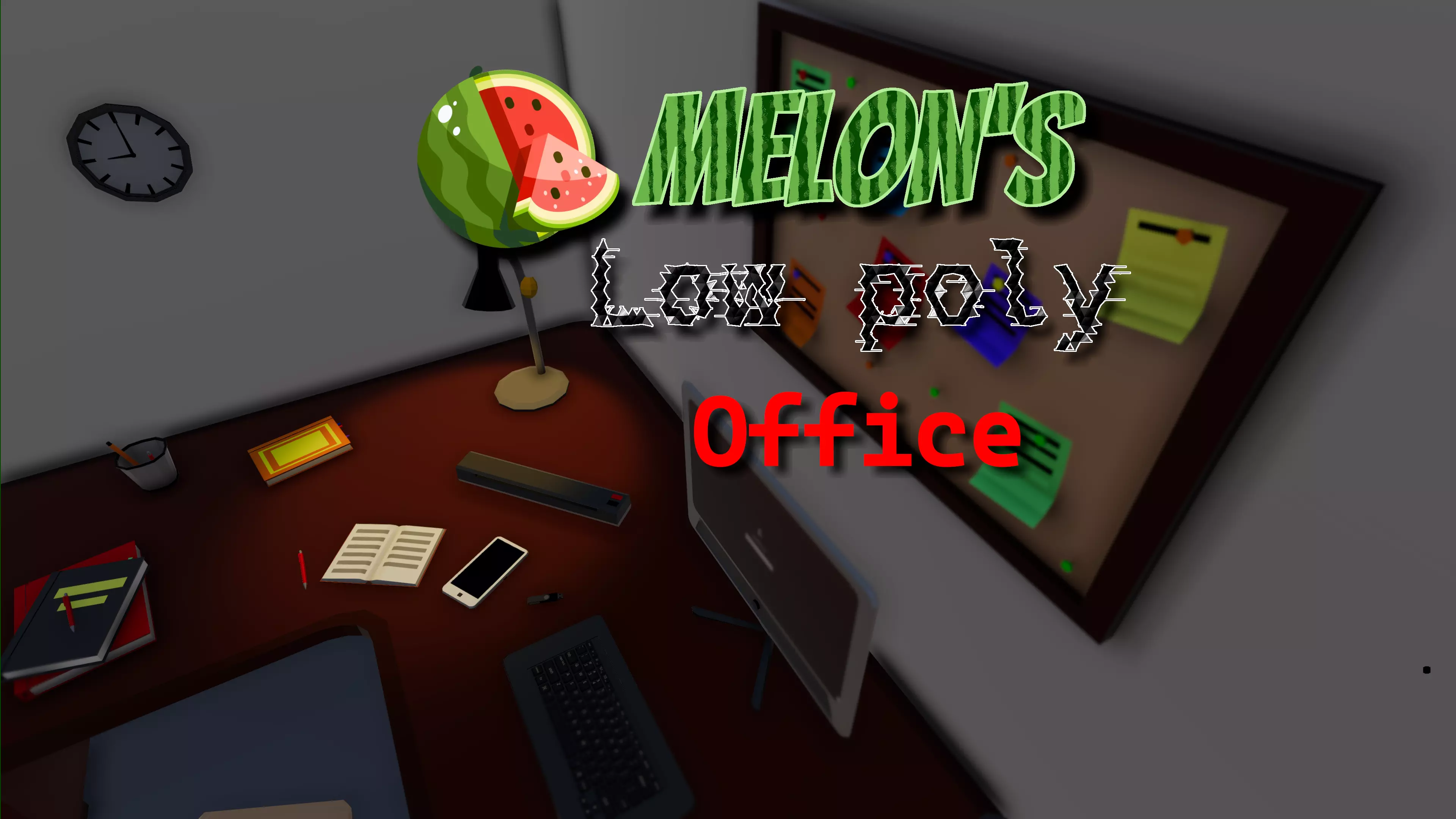 Melons Low Poly Office Interior Free low-poly 3D model