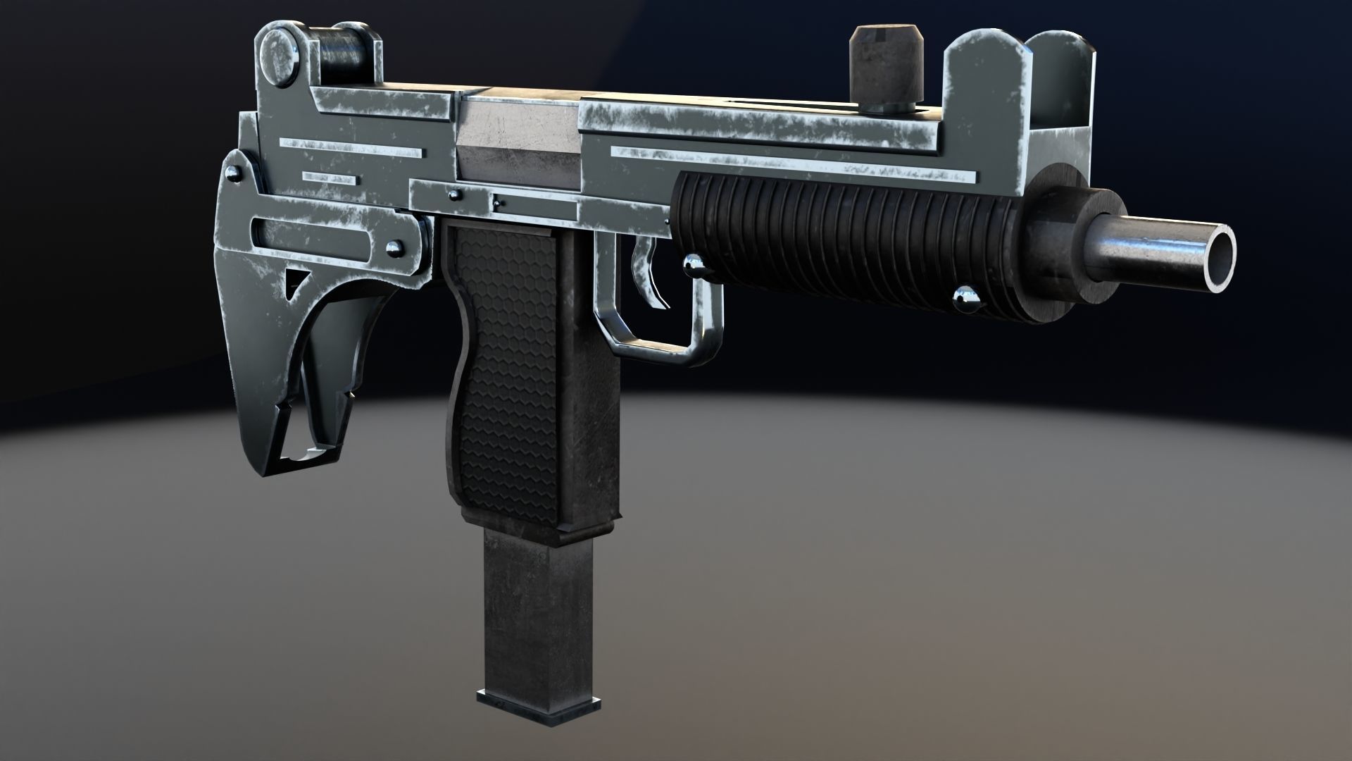 Uzi-miniGun gun Low-poly 3D model_7