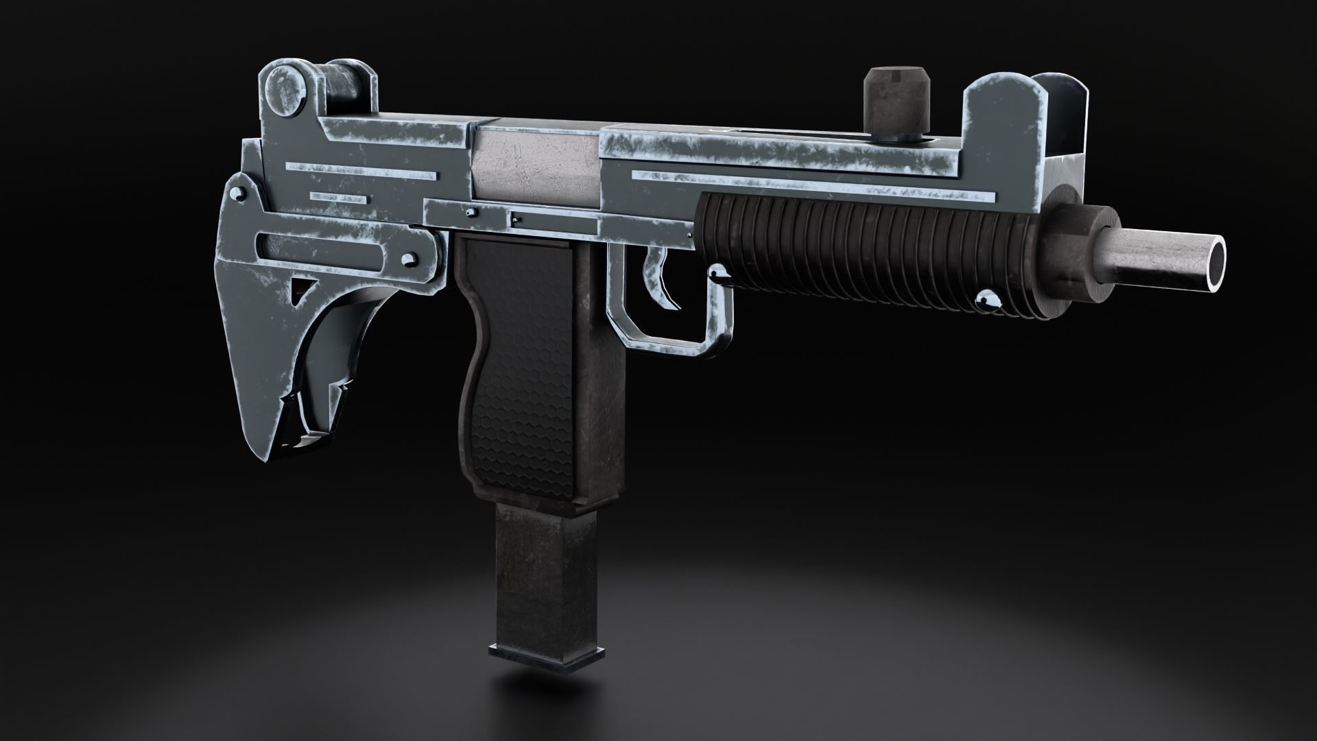 Uzi-miniGun gun Low-poly 3D model_2