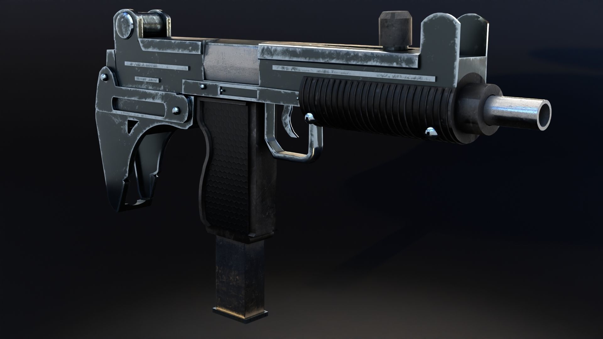 Uzi-miniGun gun Low-poly 3D model_9