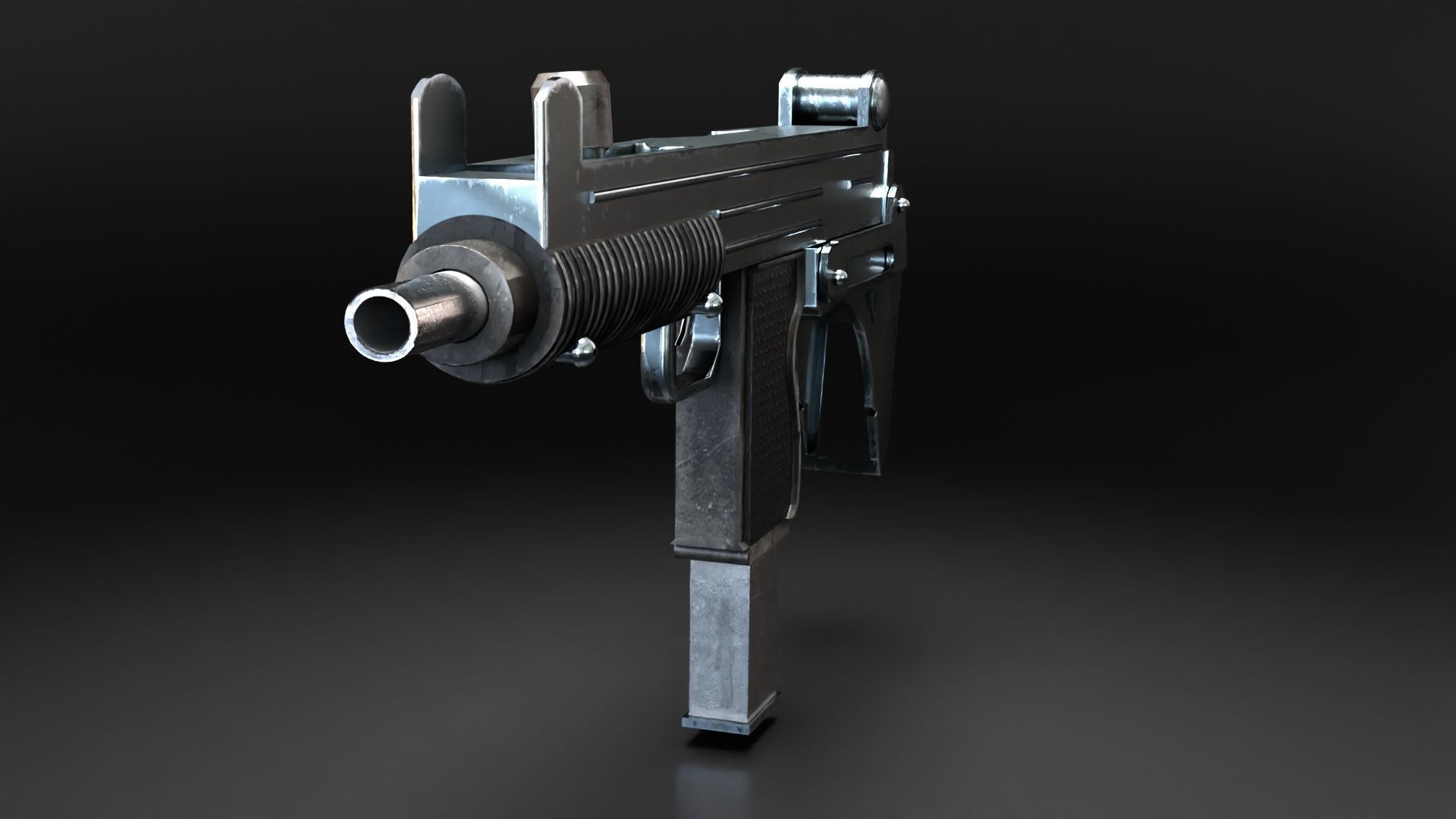Uzi-miniGun gun Low-poly 3D model_5