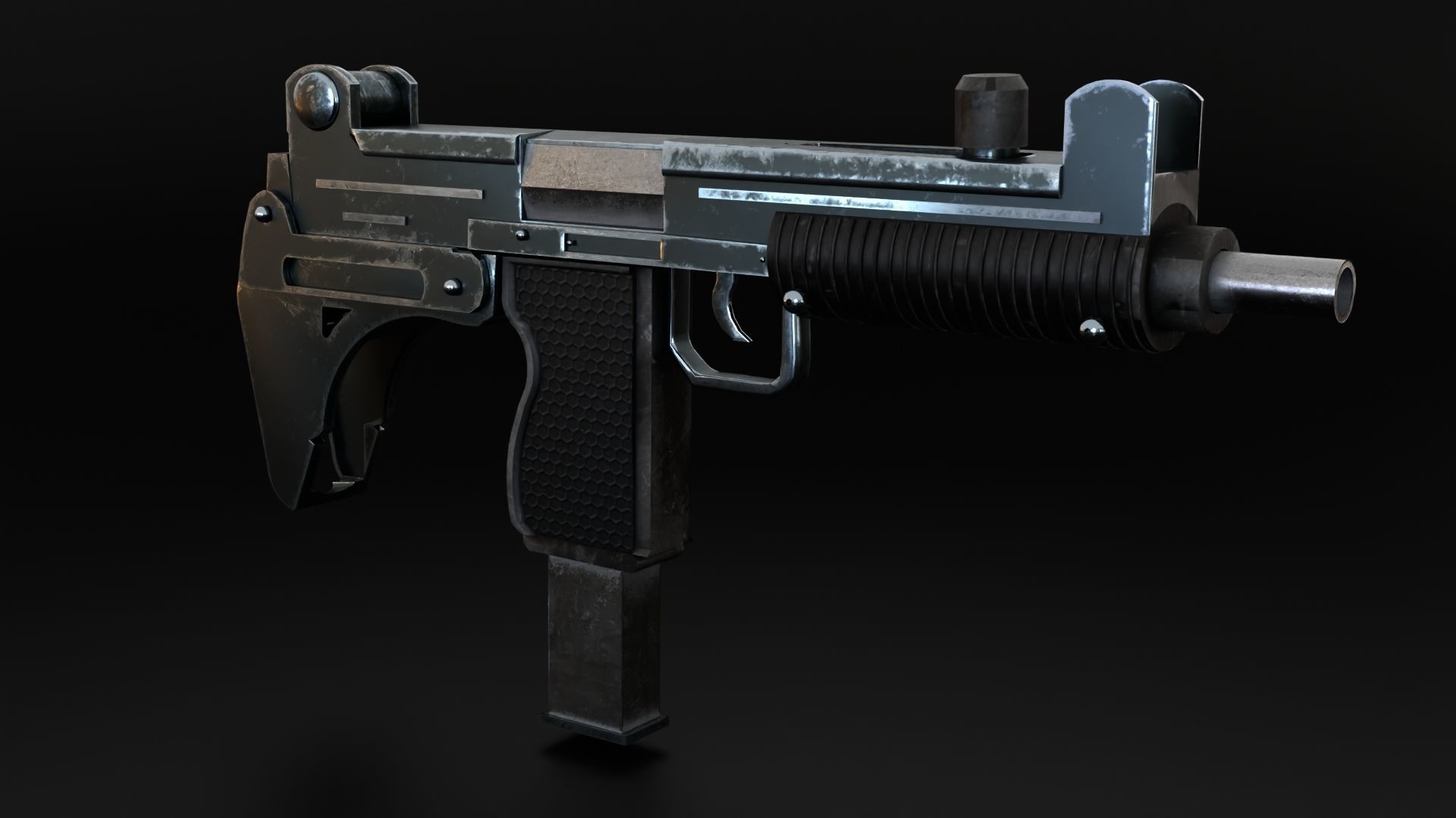 Uzi-miniGun gun Low-poly 3D model_3