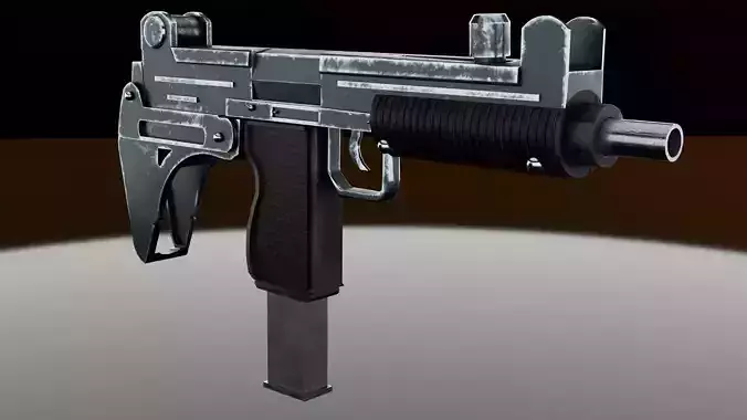 Uzi-miniGun gun Low-poly 3D model