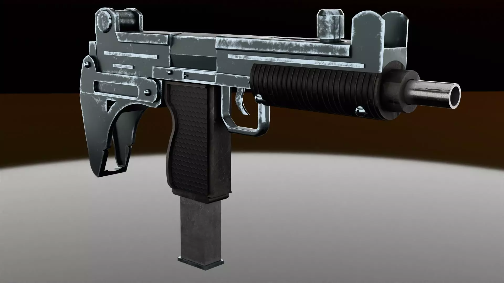 Uzi-miniGun gun Low-poly 3D model_0