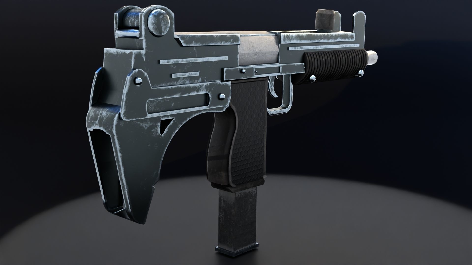 Uzi-miniGun gun Low-poly 3D model_12