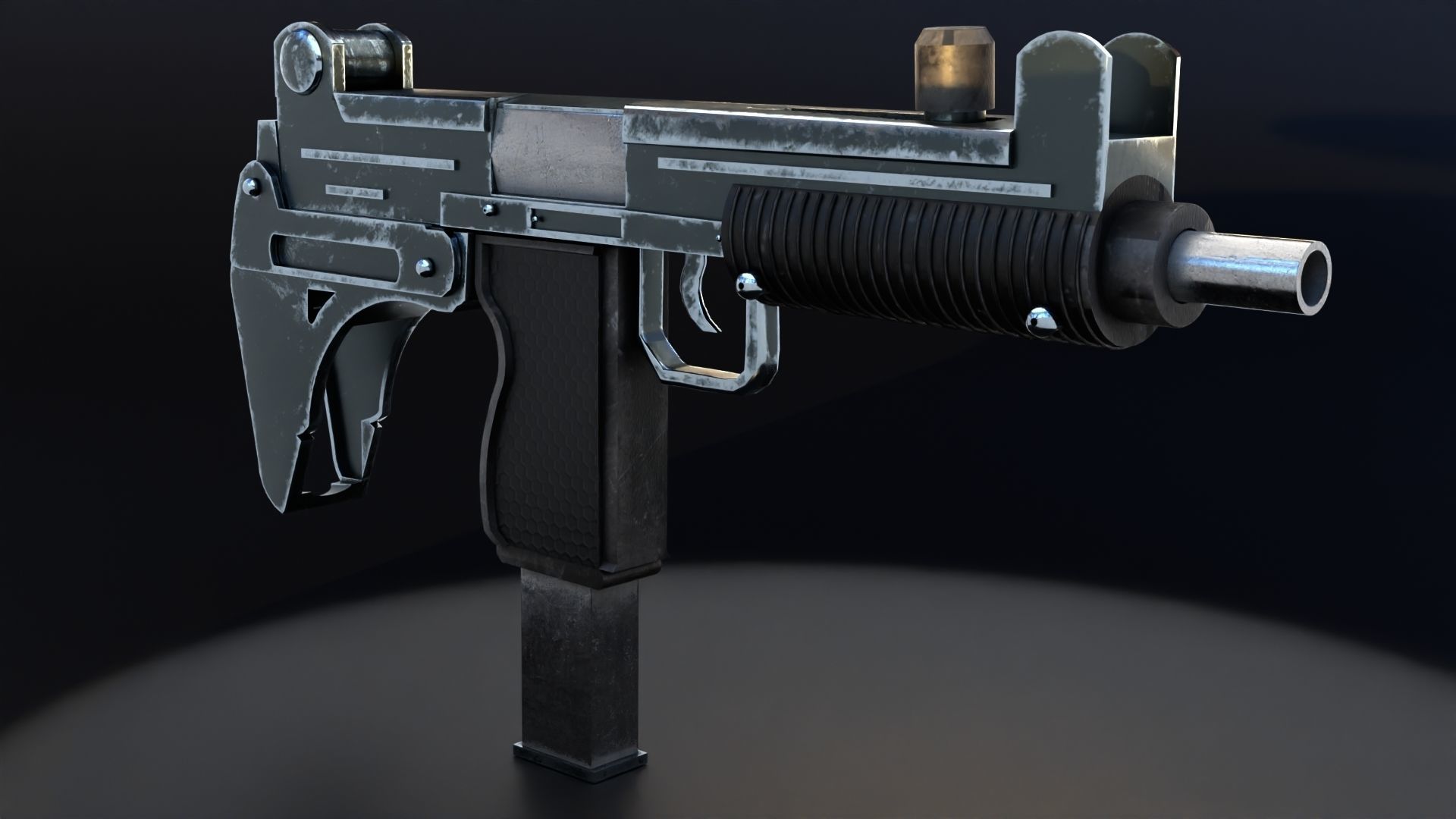 Uzi-miniGun gun Low-poly 3D model_11