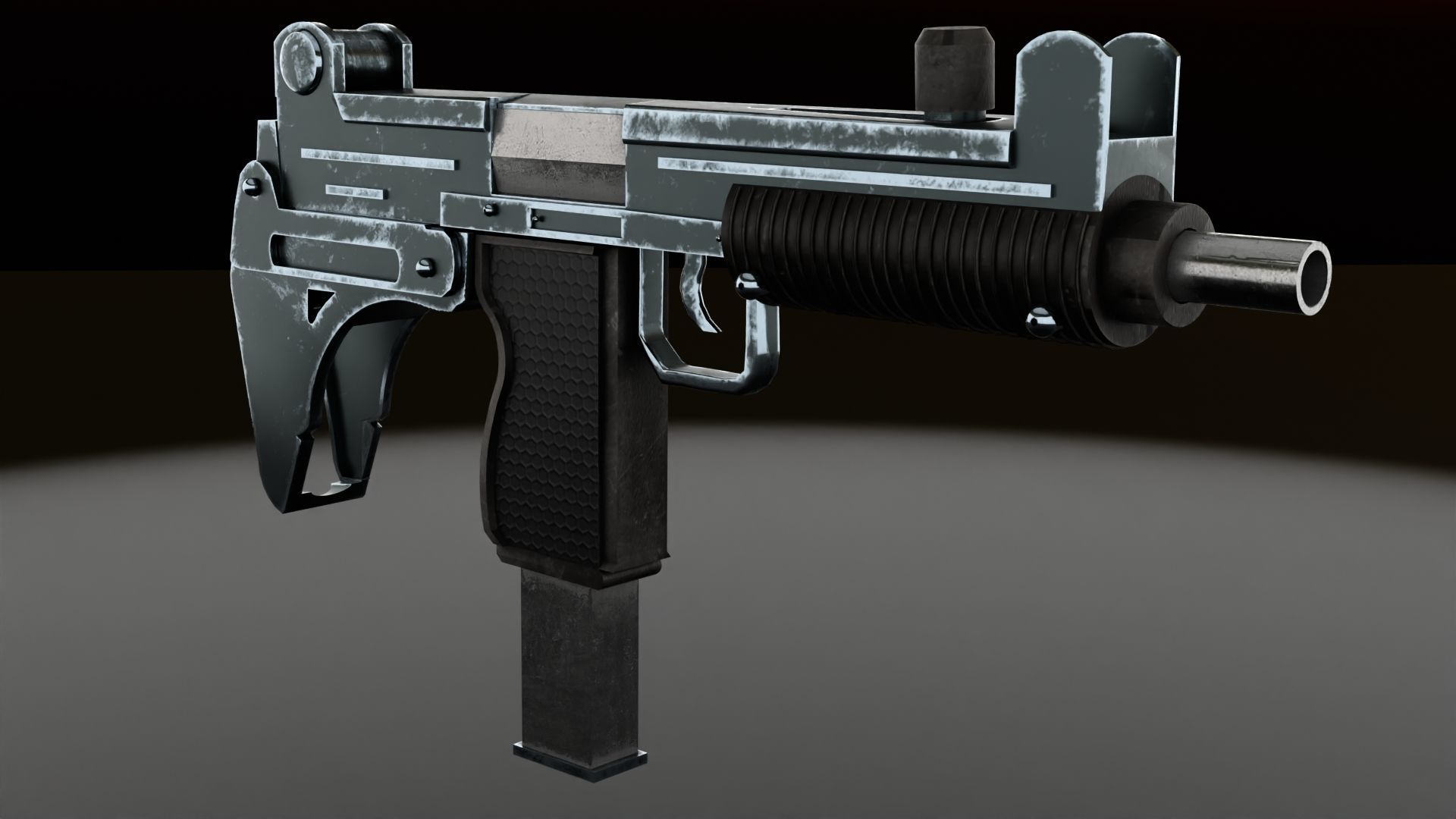 Uzi-miniGun gun Low-poly 3D model_6