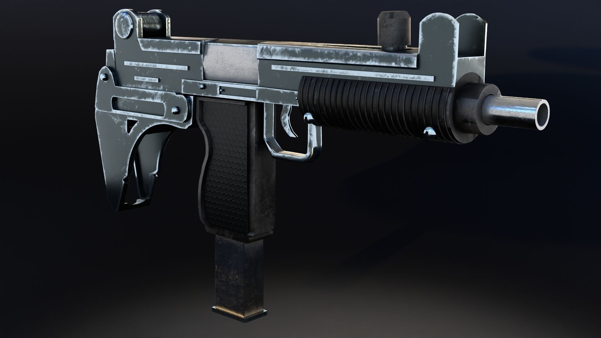 Uzi-miniGun gun Low-poly 3D model_8