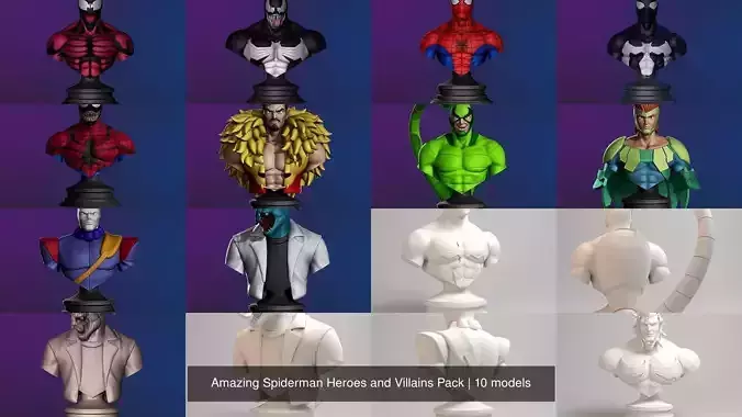 Amazing Spiderman Heroes and Villains Pack 3D Model Collection