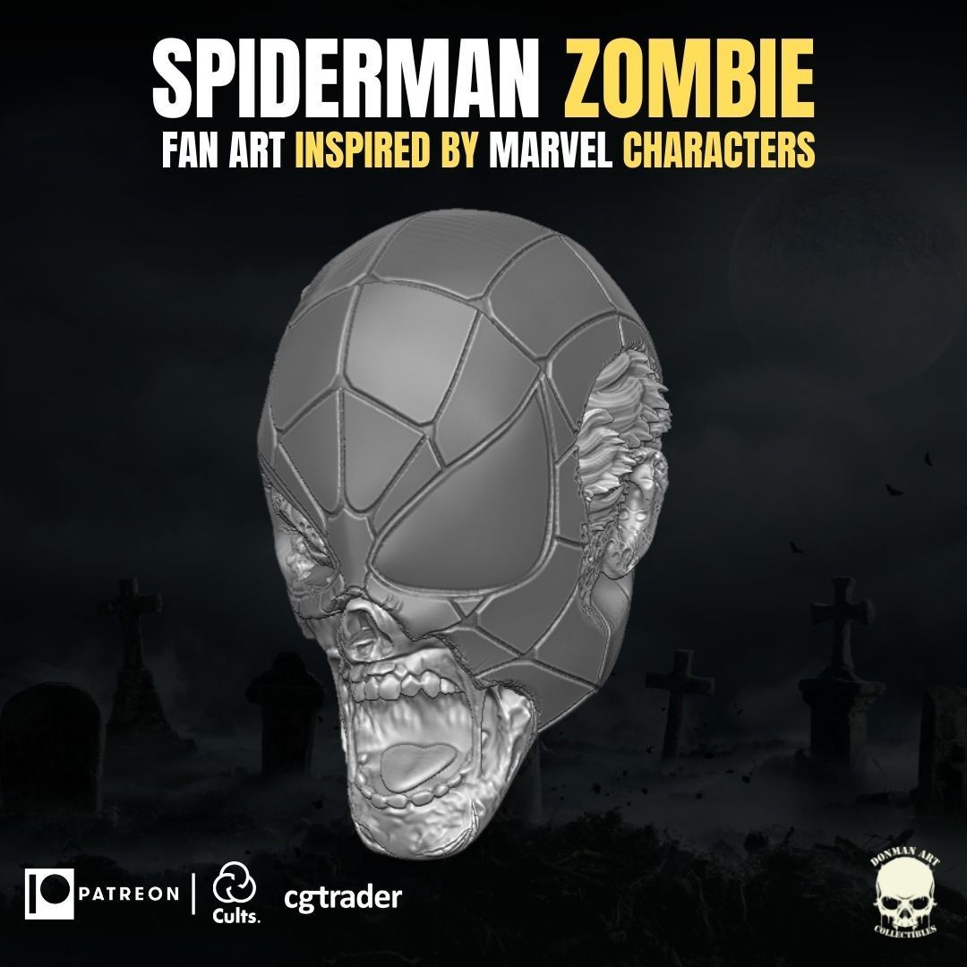 Zombie Spiderman Fan Art head For Action Figures 3D print model_3