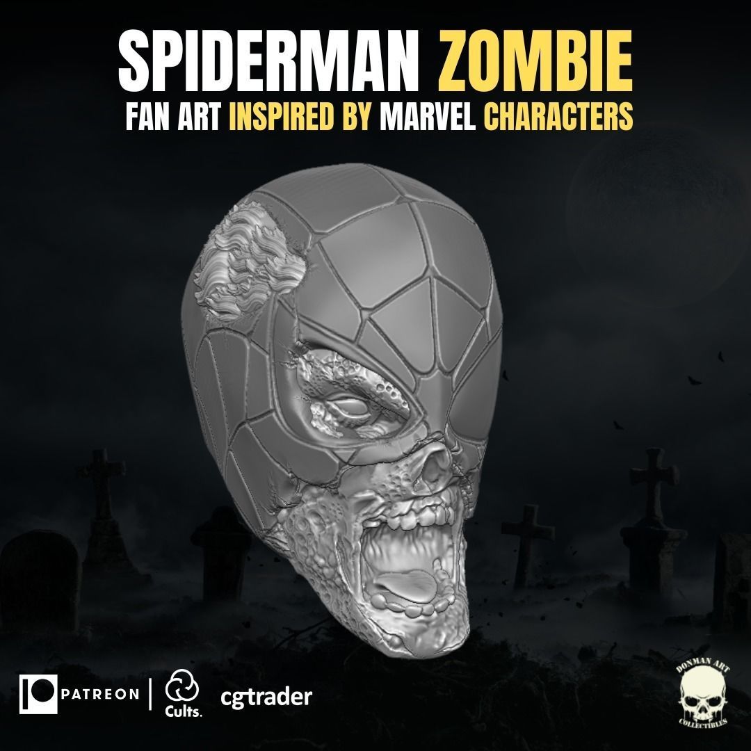 Zombie Spiderman Fan Art head For Action Figures 3D print model_17