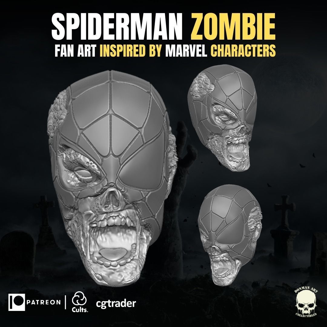 Zombie Spiderman Fan Art head For Action Figures 3D print model_8
