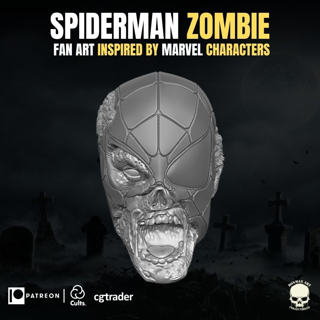 Zombie Spiderman Fan Art head For Action Figures 3D print model_5