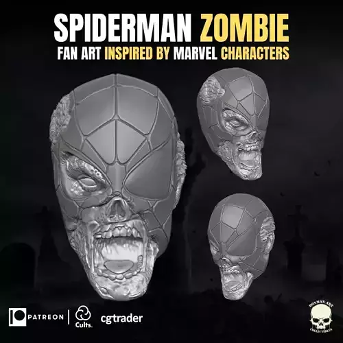 Zombie Spiderman Fan Art head For Action Figures