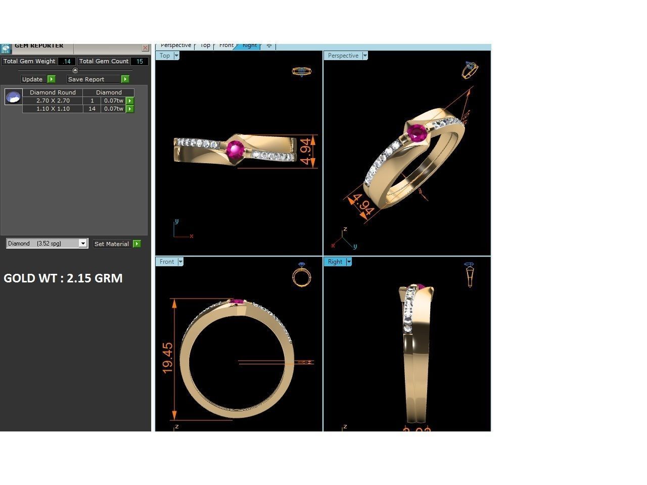 Diamond Band Ring 3dm render detail  3D print model_12