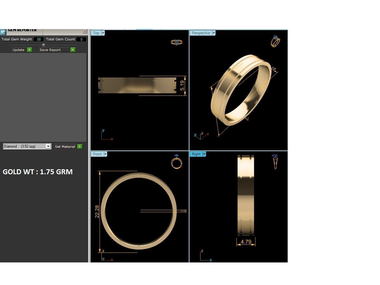 Plain Gold Band Ring 3dm render detail 3D print model_13