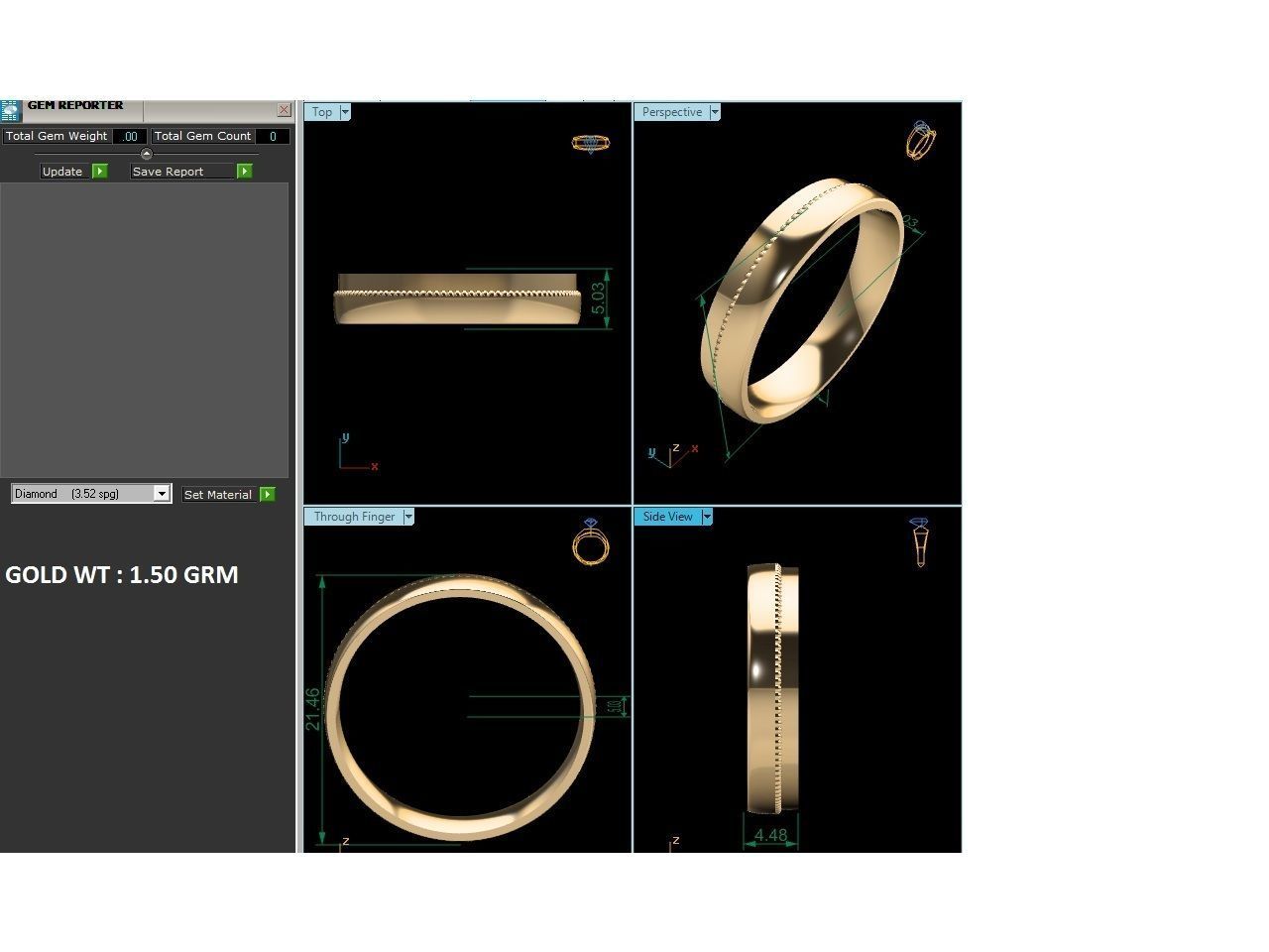 Plain Gold Band Ring 3dm render detail 3D print model_12