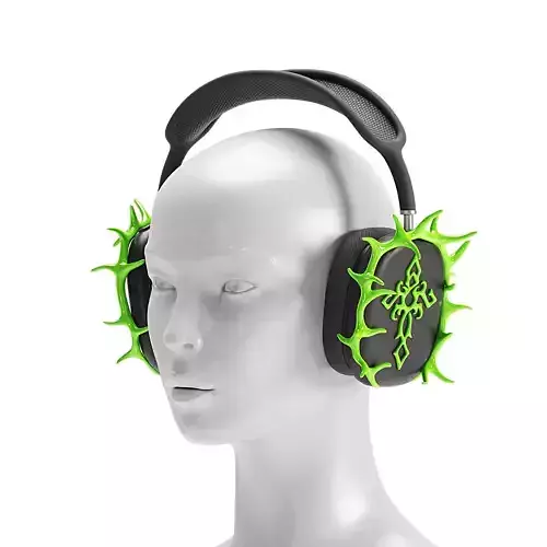 Headphone Cross Thorns - Black Green - Streetwear Low-poly 3D model