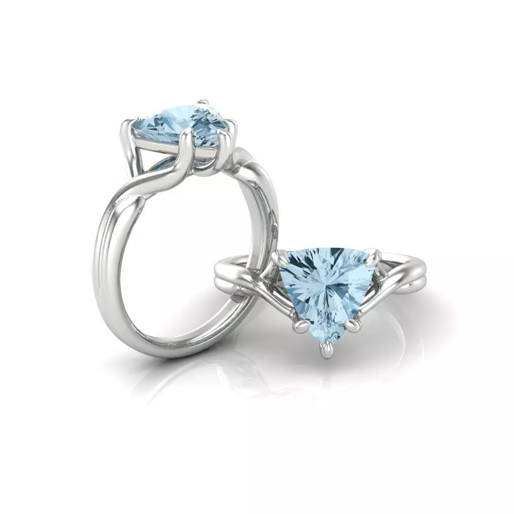 Trillion Solitaire ring  3D print model_0