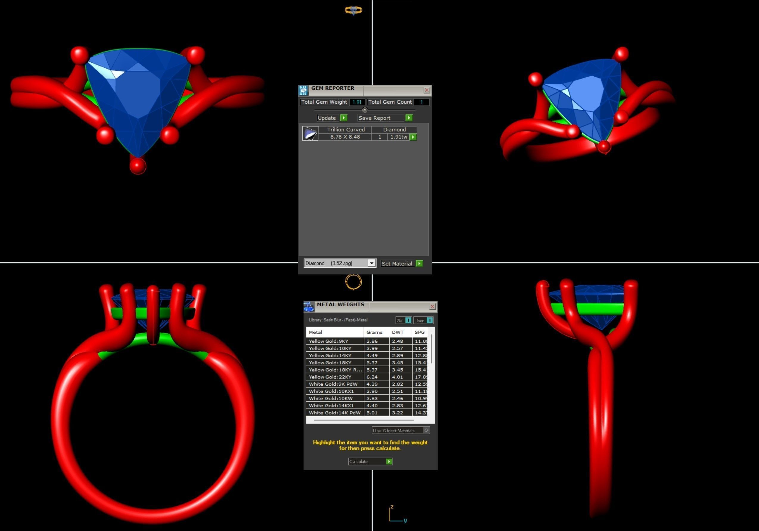 Trillion Solitaire ring  3D print model_2