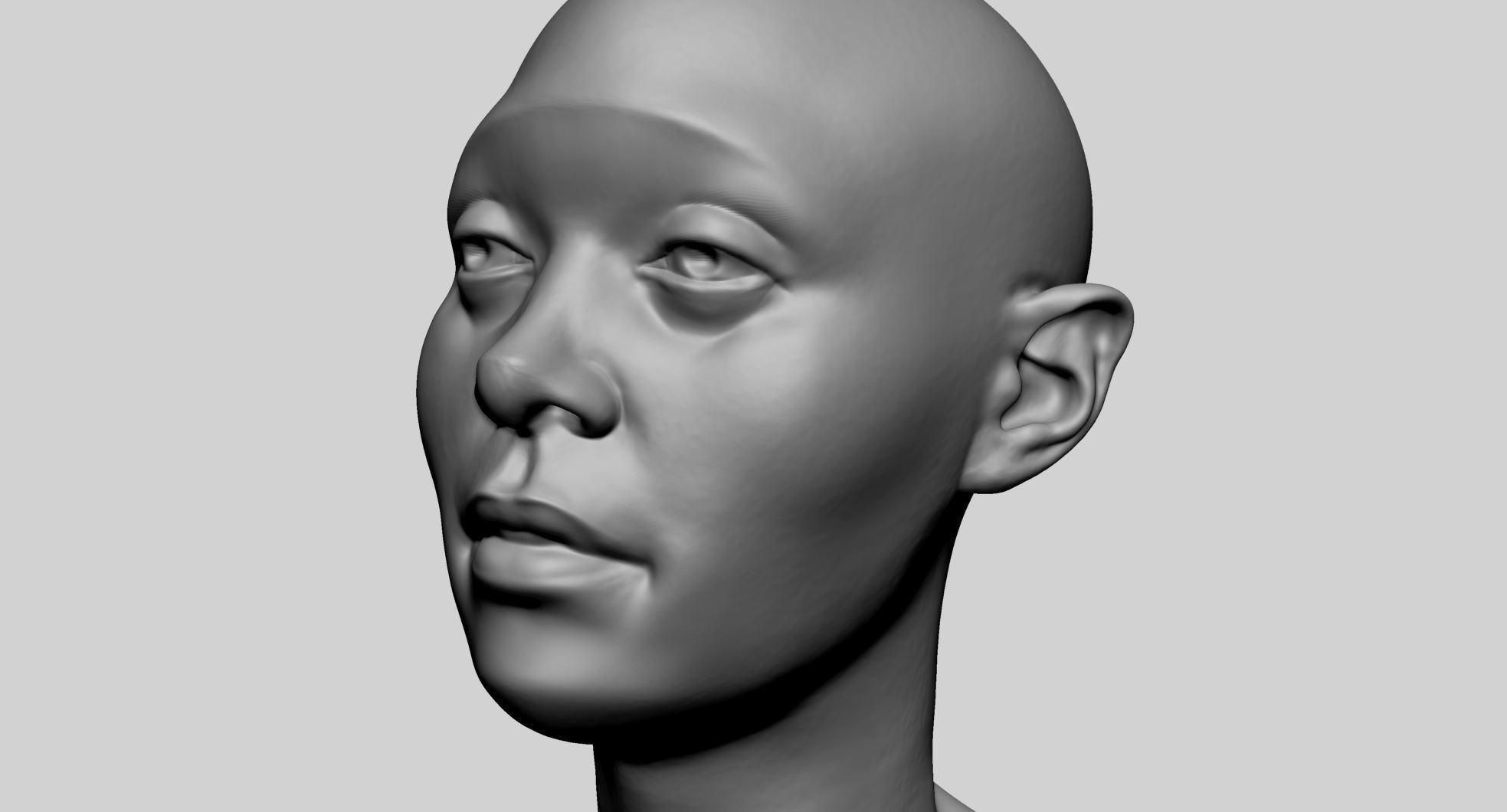 Base Female Head D 3D model_8