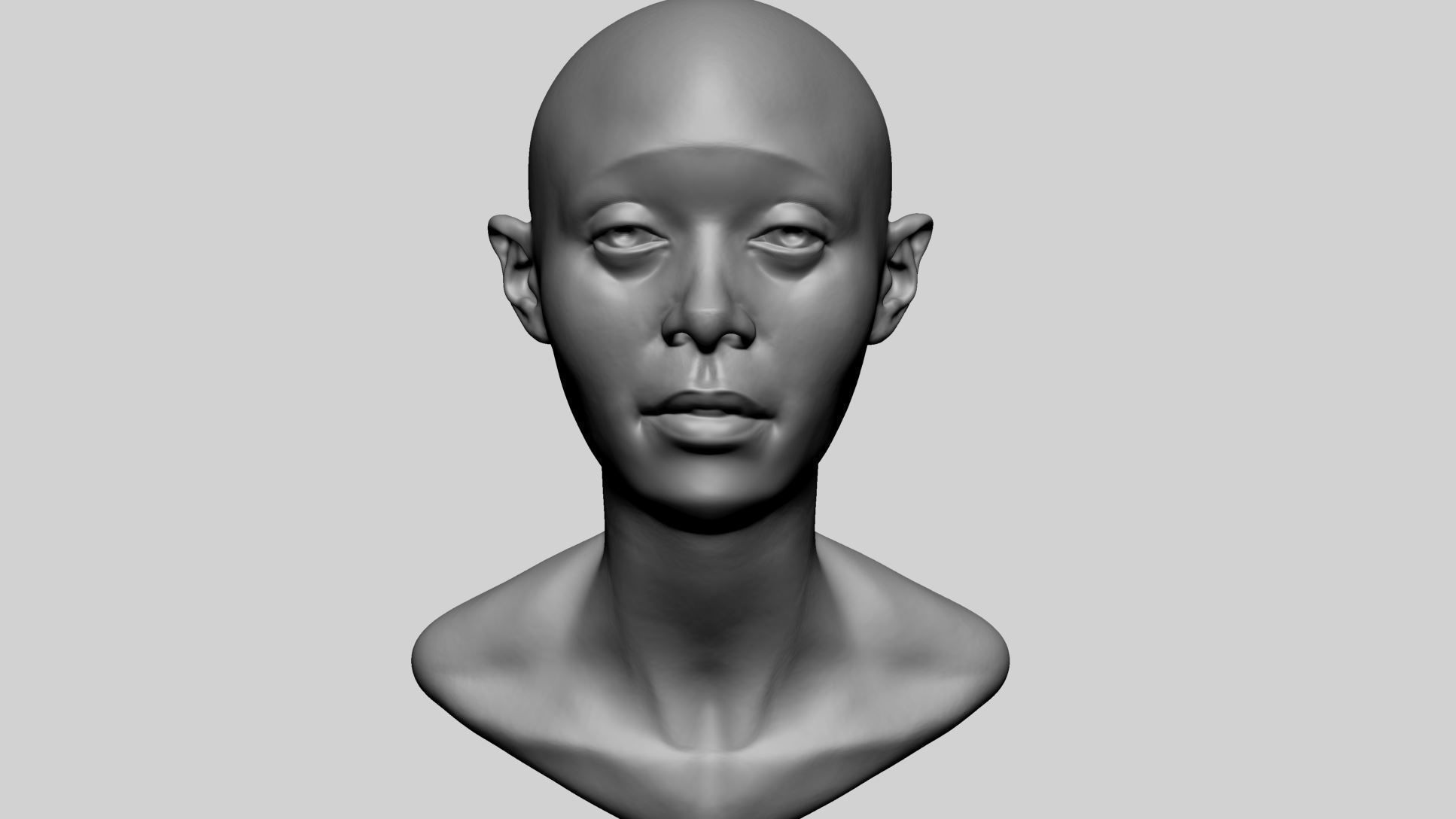 Base Female Head D 3D model_9
