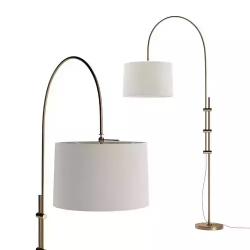 Set of Arc Floor Lamp with Linen Shade By Regina Andrew