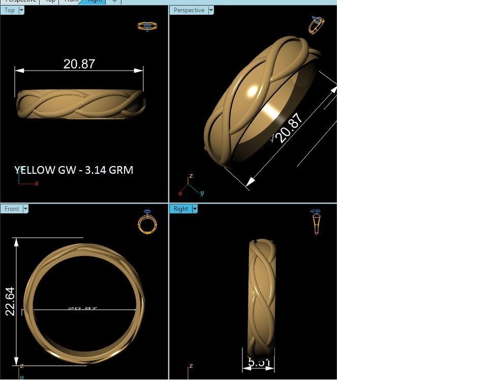 Plain Gold Band Ring 3dm render detail 3D print model_12