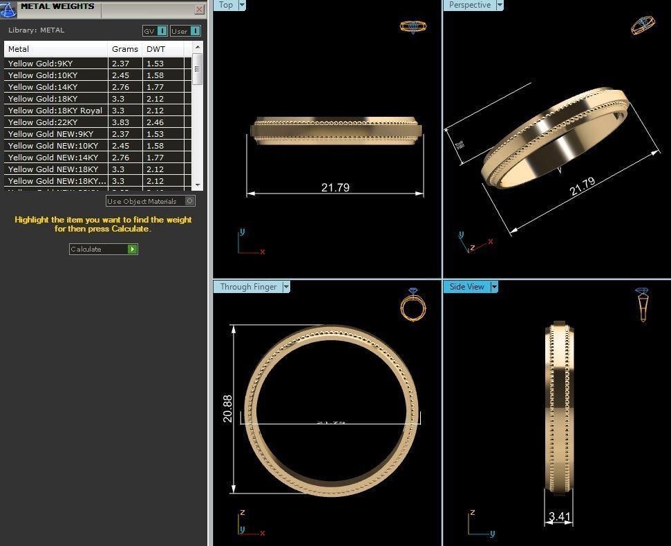 Plain Gold Band Ring 3dm render detail 3D print model_4