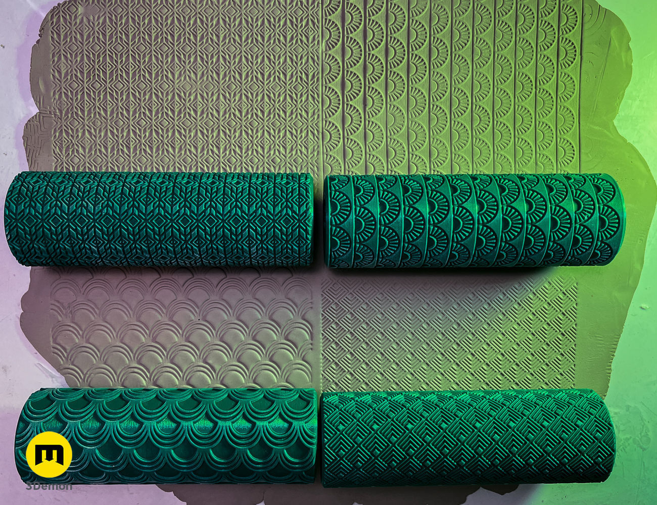 Texture Rollers - Art Deco Wide Patterns 3D print model_2