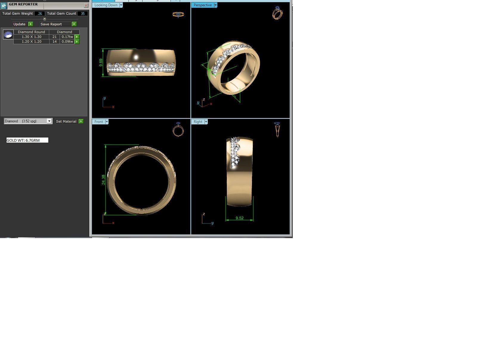 Diamond Band Ring 3dm render detail 3D print model_1