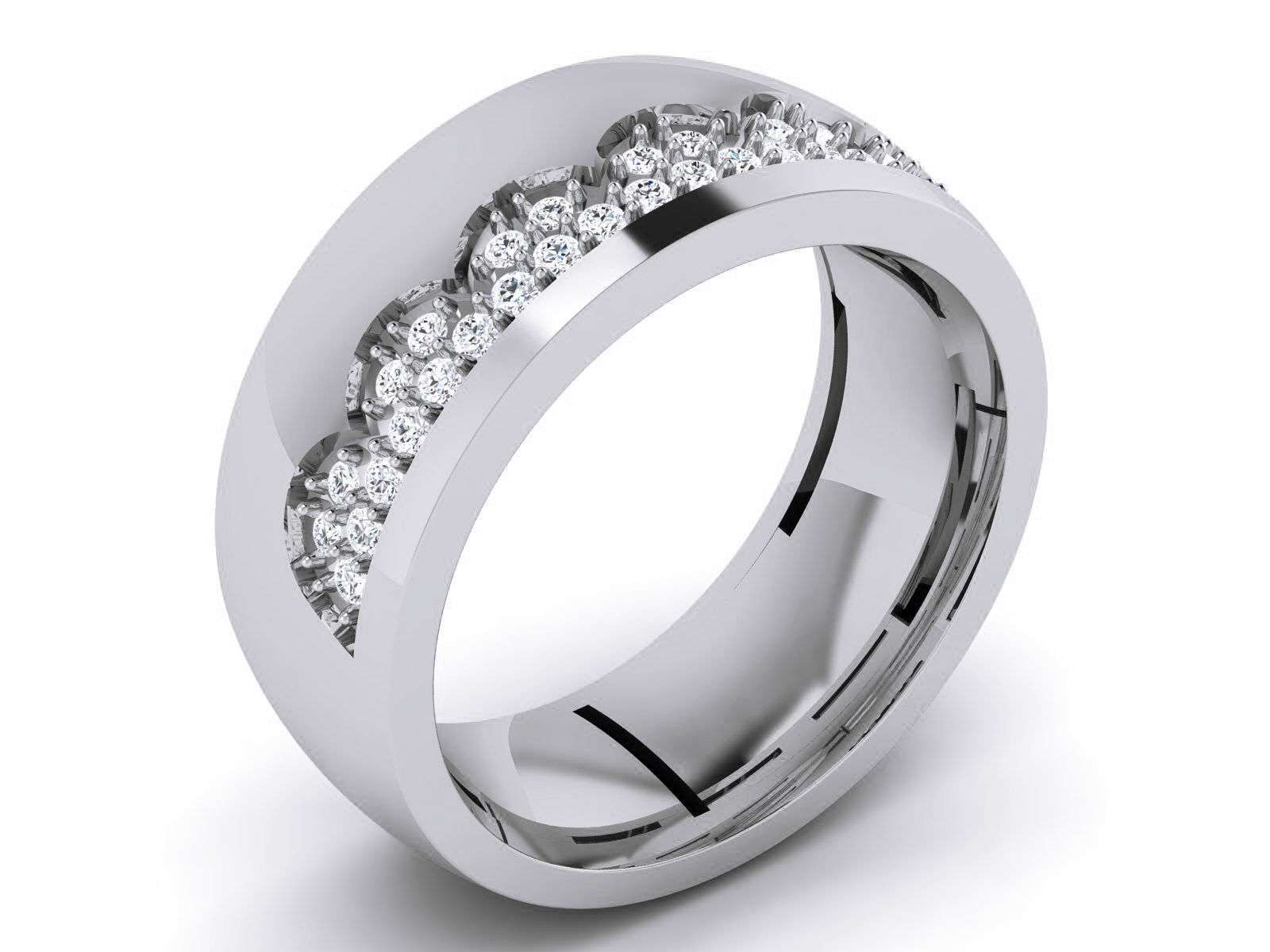 Diamond Band Ring 3dm render detail 3D print model_3