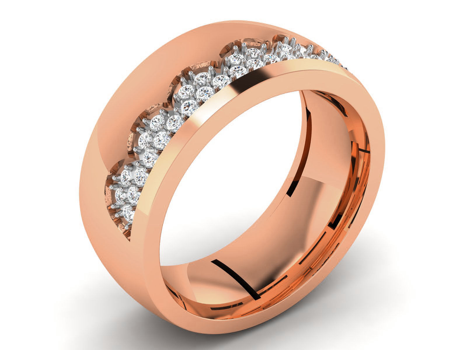 Diamond Band Ring 3dm render detail 3D print model_2