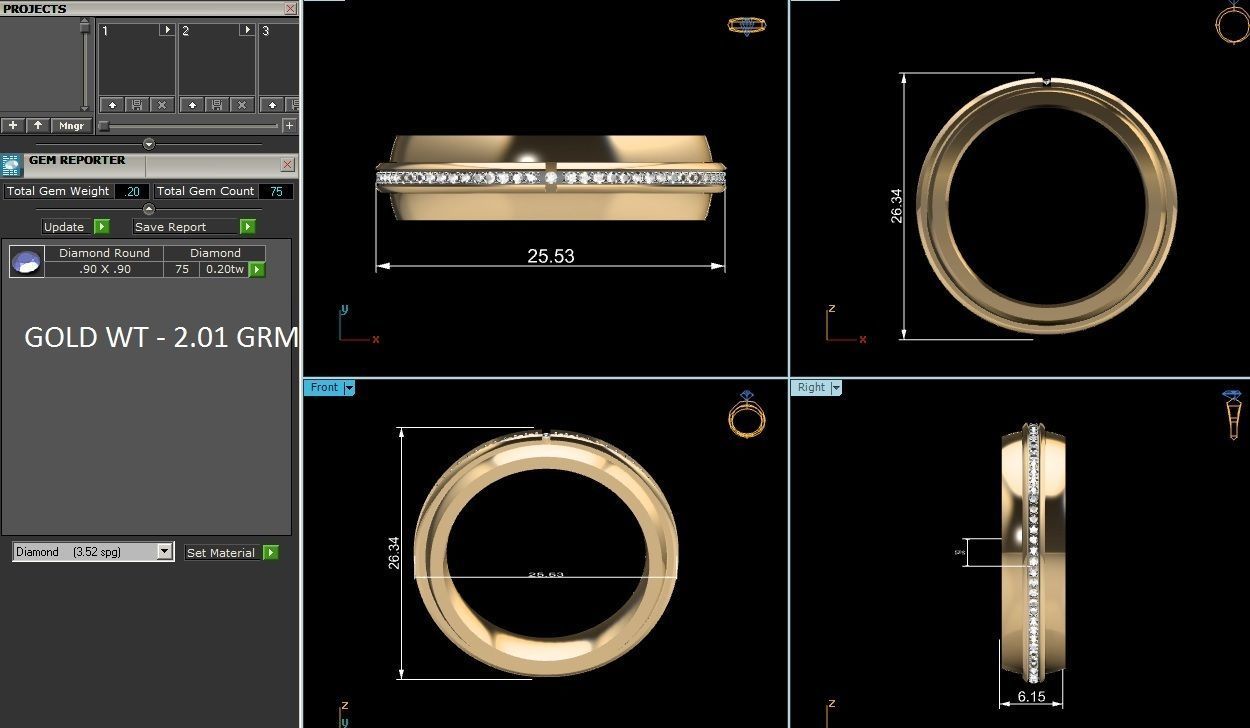 Diamond Band Ring 3dm render detail 3D print model_12