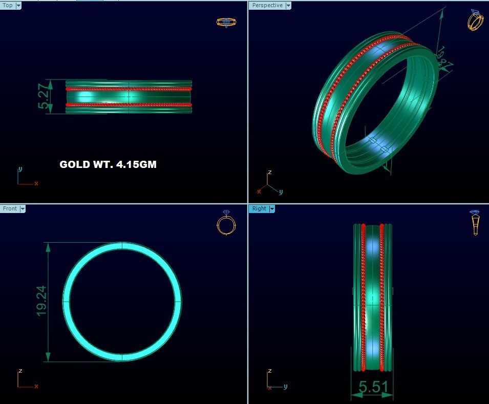 Plain Gold Band Ring 3dm render detail 3D print model_4