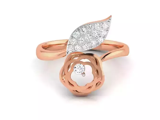 Women Flower Rose Diamond Ring 3dm renders detail