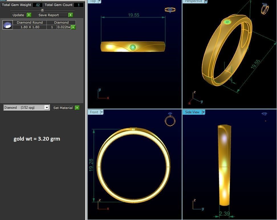 Diamond Band Ring 3dm render detail 3D print model_5